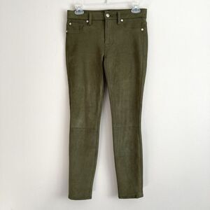 7 for all Mankind Women's Size 27 Green Snake Embossed Vegan Suede Skinny Jeans